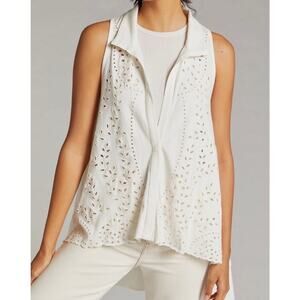 Anthropologie Forever that Girl XS/S Cream Eyelet Asymmetrical Vest Boho Fairy